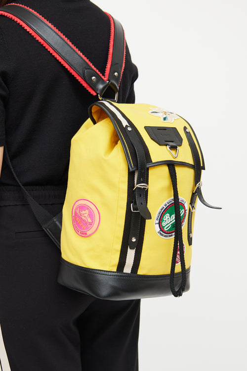 Burberry Yellow Canvas & Leather Backpack