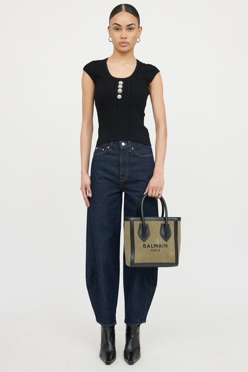 BalmainB-Army Canvas 24 Shopper Tote Bag