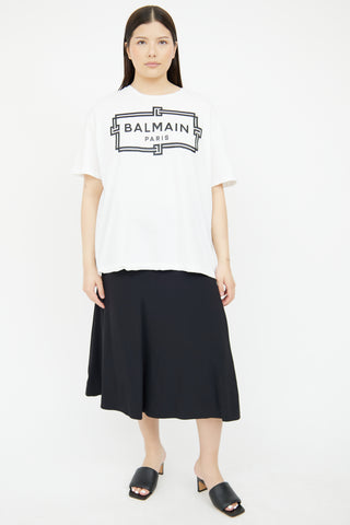 Balmain White & Black Logo T-Shirt