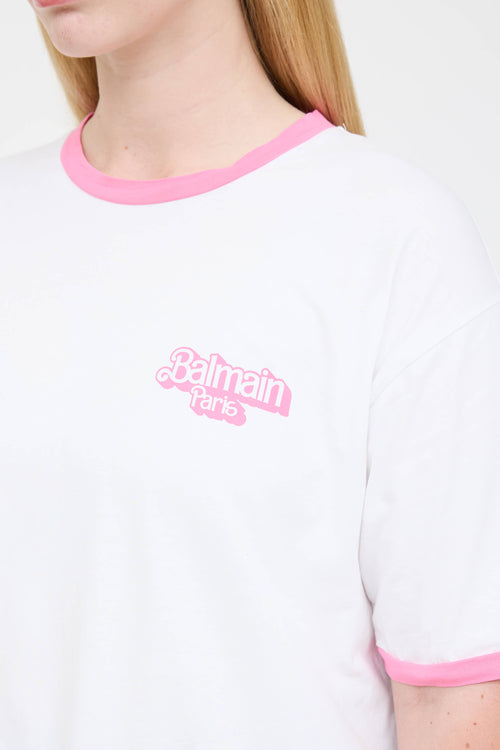 Balmain X Barbie Ringer Logo T-Shirt