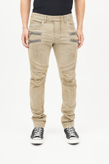 Balmain Beige Cotton Exposed Zip Jeans