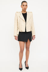 Balmain Quilted Belted Leather Jacket