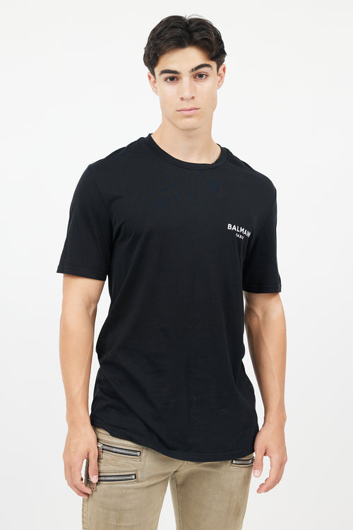Balmain Black Cotton Logo T-Shirt