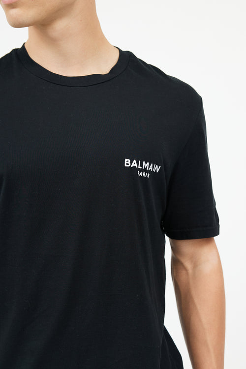 Balmain Black Cotton Logo T-Shirt