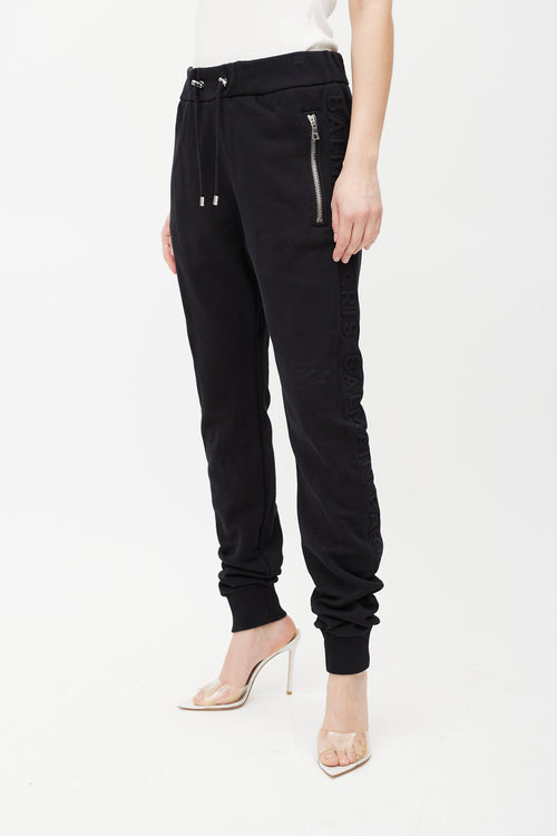 Balmain Black Embossed Logo Jogger