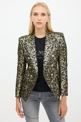 Balmain Black & Gold Floral Jacquard Blazer