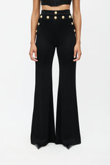 Balmain Black & Gold Knit Wide Leg Trouser