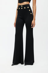 Balmain Black & Gold Knit Wide Leg Trouser
