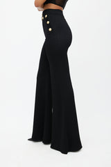 Balmain Black & Gold Knit Wide Leg Trouser