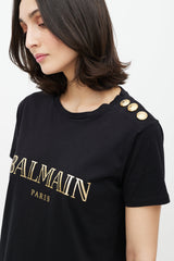 Balmain Black & Gold Logo T-Shirt