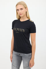 Balmain Black & Gold Logo T-Shirt