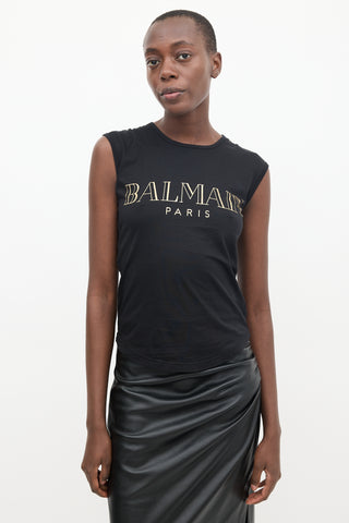 Balmain Black & Gold Logo Tank