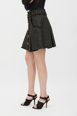 Balmain Black & Gold Metallic Knit Fringe Skirt
