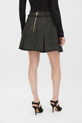 Balmain Black & Gold Metallic Knit Fringe Skirt