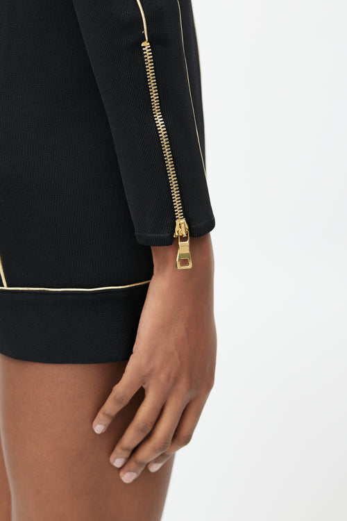 Balmain Black & Gold Midi Knit Dress