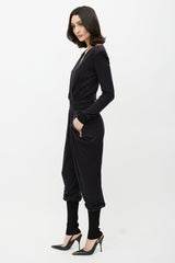 Balmain Black & Gold Wool Jumpsuit