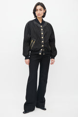 Balmain Black & Gold Stripe Bomber Jacket