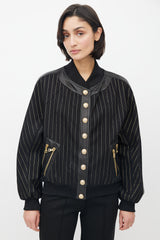 Balmain Black & Gold Stripe Bomber Jacket