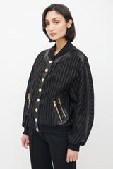 Balmain Black & Gold Stripe Bomber Jacket