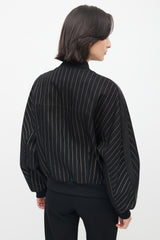 Balmain Black & Gold Stripe Bomber Jacket