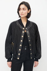 Balmain Black & Gold Stripe Bomber Jacket