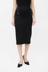 Balmain Black & Gold Zip Skirt