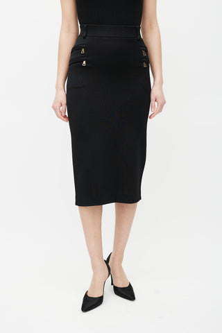 Balmain Black & Gold Zip Skirt