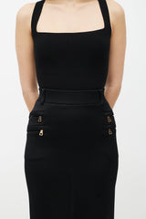 Balmain Black & Gold Zip Skirt