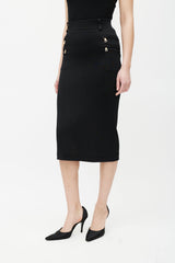 Balmain Black & Gold Zip Skirt
