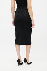 Balmain Black & Gold Zip Skirt