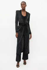 Balmain Black & Grey Knit Belted Cardigan