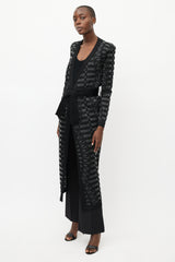 Balmain Black & Grey Knit Belted Cardigan