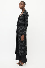 Balmain Black & Grey Knit Belted Cardigan