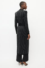 Balmain Black & Grey Knit Belted Cardigan