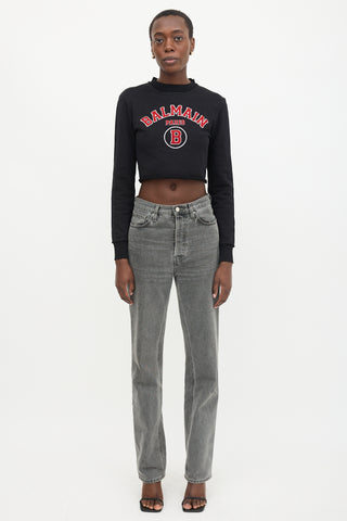 Balmain Cropped Logo Sweatshirt
