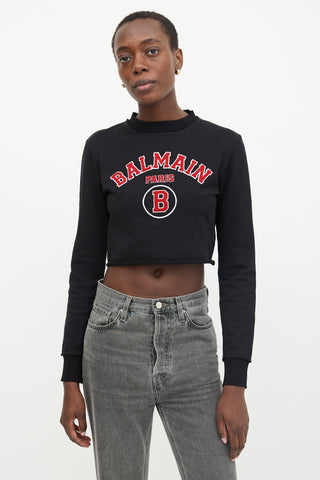 Balmain Cropped Logo Sweatshirt