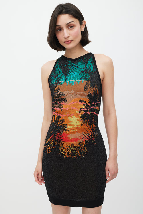 Balmain Black & Multicolour Knit Tropical Dress