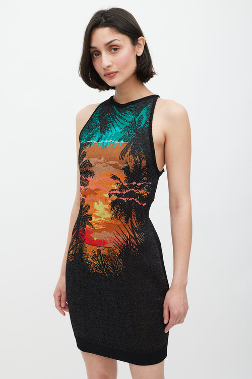 Balmain Black & Multicolour Knit Tropical Dress