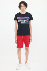 Balmain Black & Multicolour Rainbow Logo T-Shirt