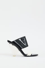 Balmain Black & White Patent Lory Logo Heel