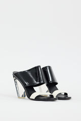 Balmain Black & White Patent Lory Logo Heel