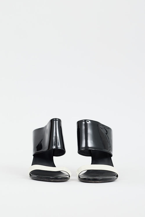 Balmain Black & White Patent Lory Logo Heel