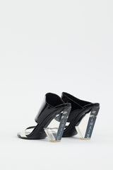 Balmain Black & White Patent Lory Logo Heel