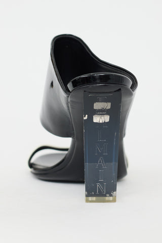 Balmain Black & White Patent Lory Logo Heel