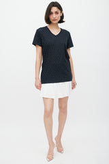 Balmain Black Rhinestone V-Neck T-Shirt