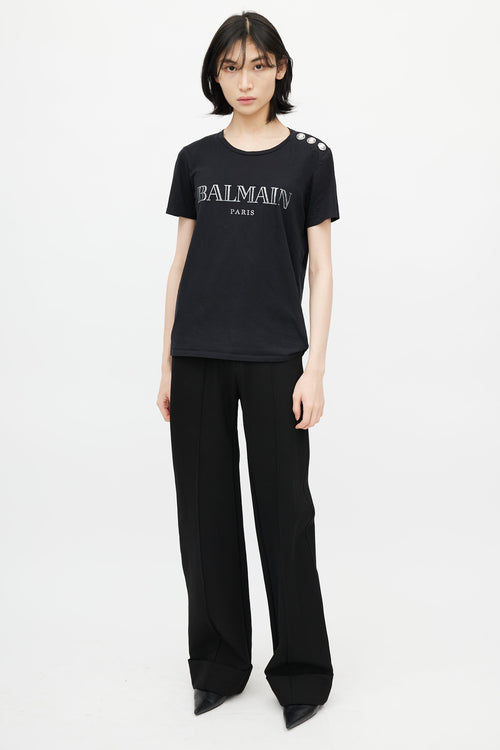 Balmain Black & Silver Logo T-Shirt