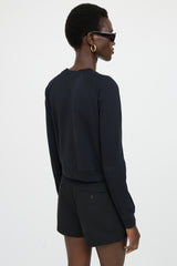 Balmain Logo Crop Crewneck Sweater