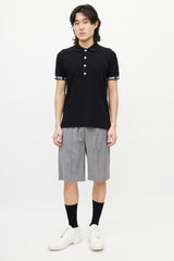 Balmain Black & White Knit Logo Polo