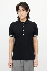 Balmain Black & White Knit Logo Polo