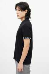 Balmain Black & White Knit Logo Polo